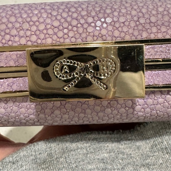 ANYA HINDMARCH PURPLE MARANO GLITTER-FINISHED BOX CLUTCH EUC - Picture 8 of 12